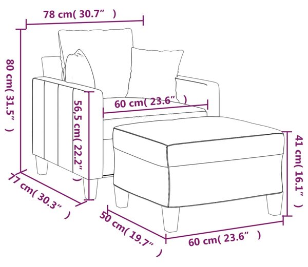 Křeslo s podnožkou tmavě šedé 60 cm textil 3201082