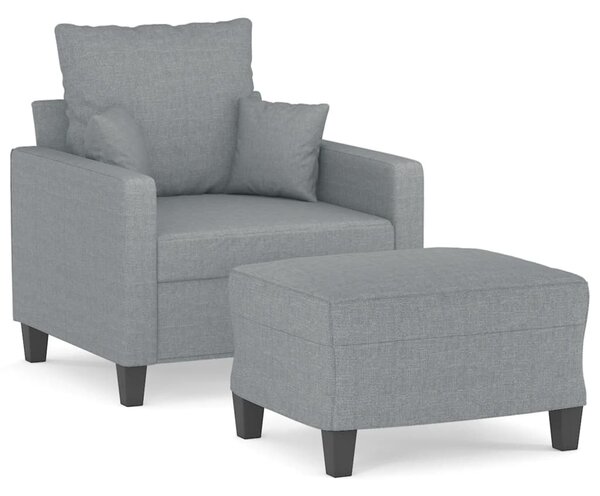 Křeslo s podnožkou světle šedé 60 cm textil 3201081
