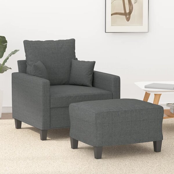 Křeslo s podnožkou tmavě šedé 60 cm textil 3201082