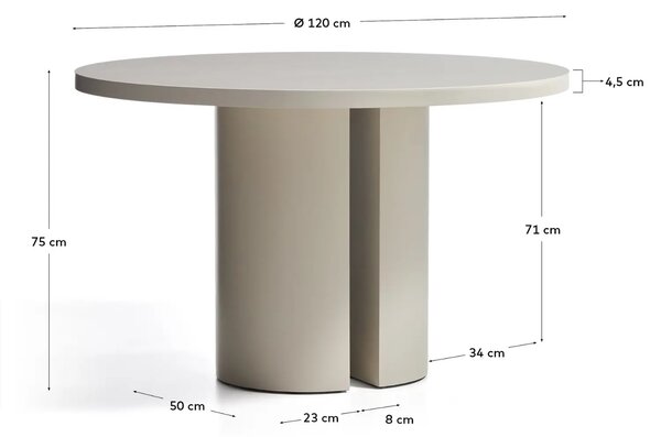 Lakovaný jídelní stůl Kave Home Nealy Ø120 cm - odstín ecru