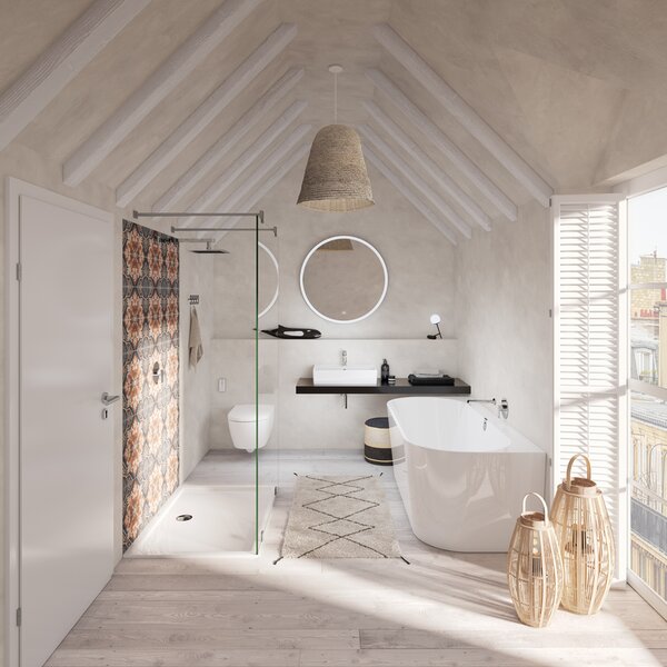 Villeroy & Boch Oberon 2.0 Duo - Vana pro přistavení ke stěně 1800x800 mm, Quaryl, včetně odpadu a přepadu, alpská bílá UBQ180OBR9CD00V-01