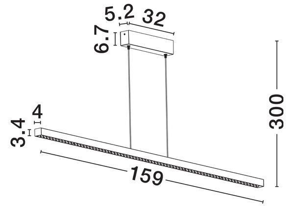 Nova Luce Bílé kovové závěsné LED světlo Deos 159 cm