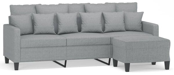 3místná pohovka s podnožkou světle šedá 180 cm textil 3201089
