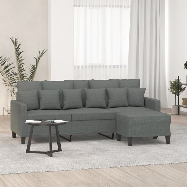 3místná pohovka s podnožkou tmavě šedá 180 cm textil 3201090