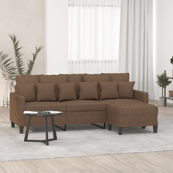 3místná pohovka s podnožkou hnědá 180 cm textil 3201092