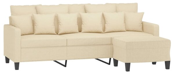 3místná pohovka s podnožkou krémová 180 cm textil 3201091