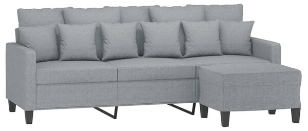 3místná pohovka s podnožkou světle šedá 180 cm textil 3201089