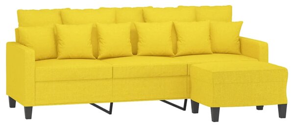 3místná pohovka s podnožkou světle žlutá 180 cm textil 3201094