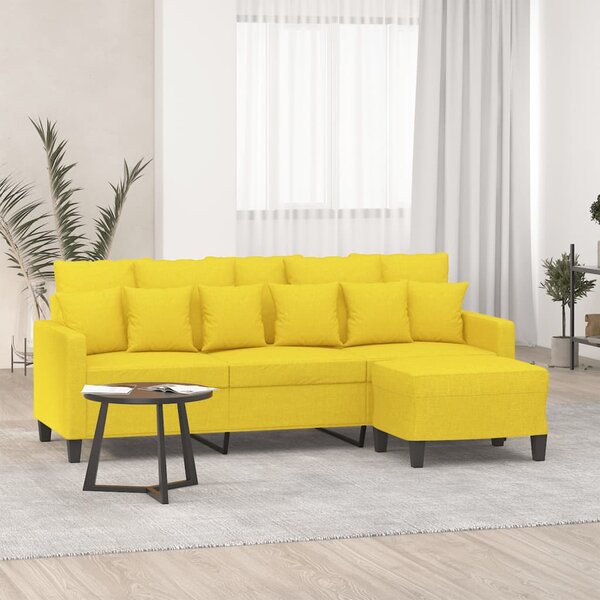 3místná pohovka s podnožkou světle žlutá 180 cm textil 3201094