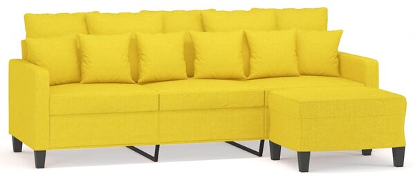 3místná pohovka s podnožkou světle žlutá 180 cm textil 3201094