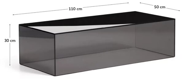 Kave Home Tmavě šedý skleněný konferenční stolek Orlia 110 x 50 cm
