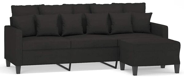 3místná pohovka s podnožkou černá 180 cm textil 3201093