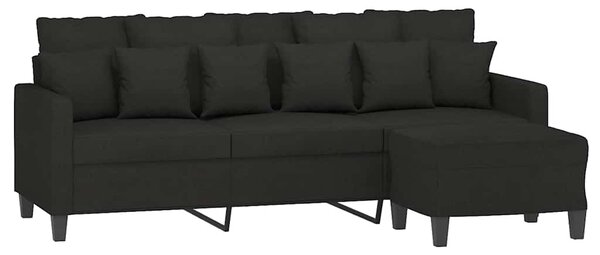 3místná pohovka s podnožkou černá 180 cm textil 3201093