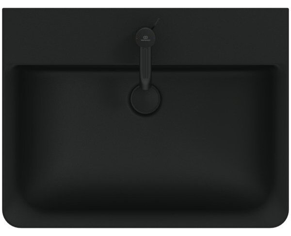 Ideal Standard Connect Air - Umyvadlo CUBE 600x460 mm, s přepadem, černá matná E0298V3