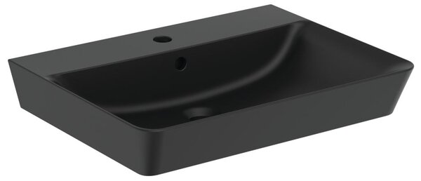 Ideal Standard Connect Air - Umyvadlo CUBE 600x460 mm, s přepadem, černá matná E0298V3