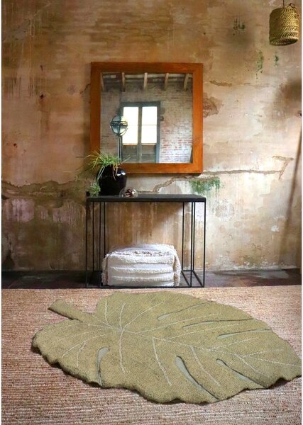 Khaki pratelný ručně tkaný bavlněný dětský koberec 120x180 cm Monstera Olive – Lorena Canals