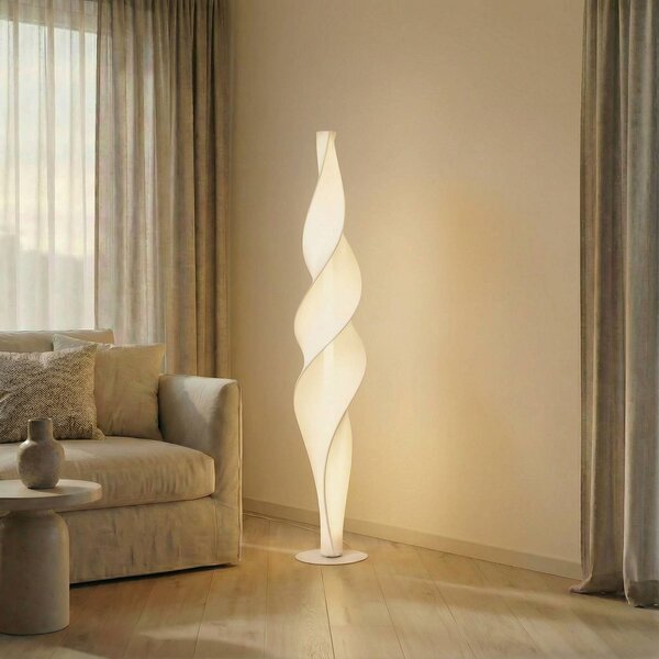 Lucande LED stojací lampa Novelle, bílá, výška 137 cm, stmívatelný, Bílá / opál, Obývací pokoj / jídelna, Plast, Design