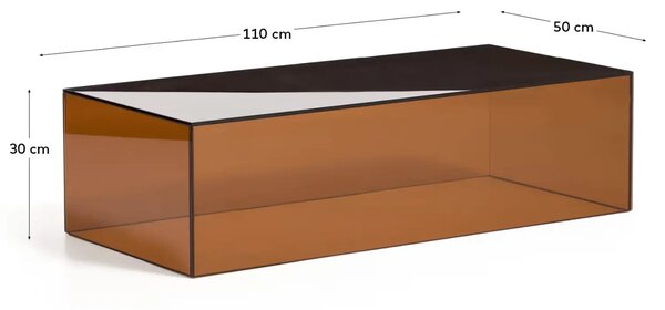 Kave Home Hnědý skleněný konferenční stolek Orlia 110 x 50 cm