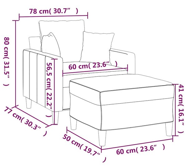 Křeslo s podnožkou žluté 60 cm samet 3201103