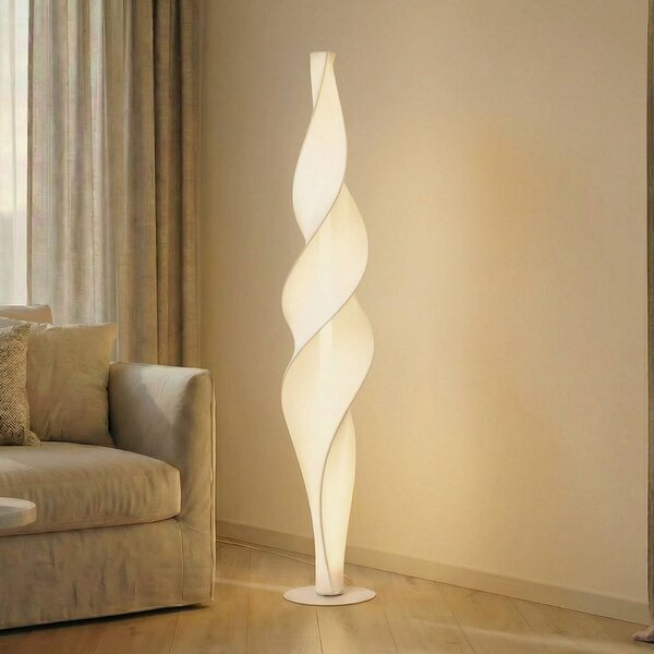 Lucande LED stojací lampa Novelle, bílá, výška 137 cm, stmívatelný, Bílá / opál, Obývací pokoj / jídelna, Plast, Design