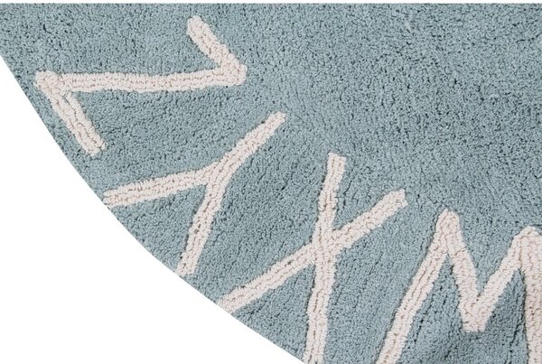 Světle modrý pratelný ručně tkaný bavlněný dětský koberec ø150 cm ABC Vintage Blue – Lorena Canals