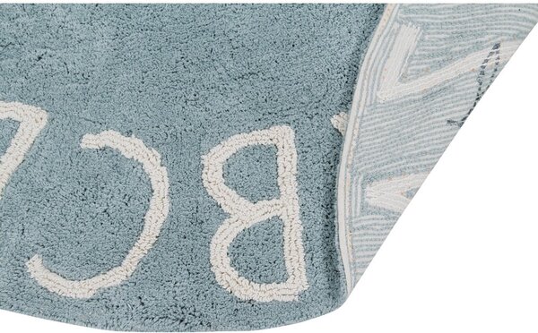 Světle modrý pratelný ručně tkaný bavlněný dětský koberec ø150 cm ABC Vintage Blue – Lorena Canals