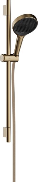 Hansgrohe Rainfinity Sprchová sada 130 3jet EcoSmart se sprchovou tyčí S Puro 65 cm, jezdec s tlačítkem Push a textilní sprchová hadice Designflex 160 cm, kartáčovaný bronz 28746140