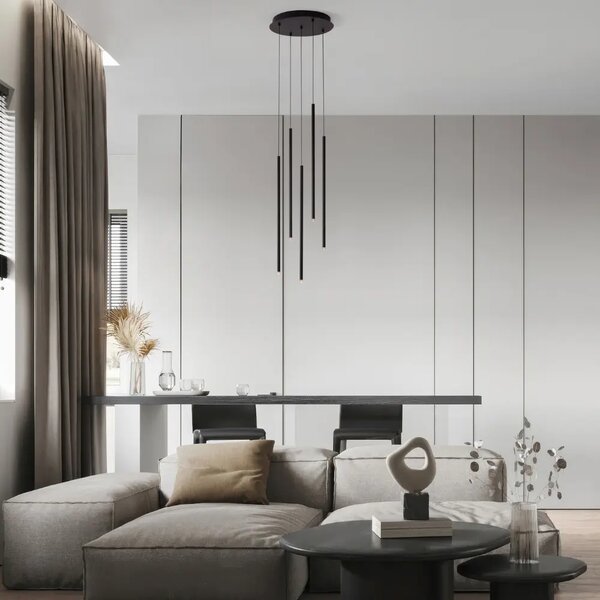 Nova Luce Černé kovové závěsné LED světlo Stilvi 36 cm