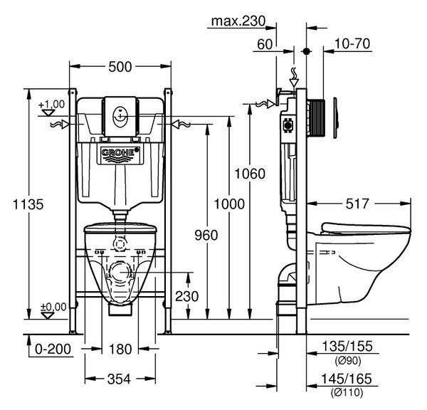 GROHE Solido Compact - Set 4 v 1 s keramikou, alpská bílá 39116000