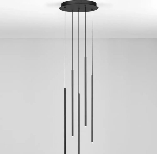 Nova Luce Černé kovové závěsné LED světlo Stilvi 36 cm