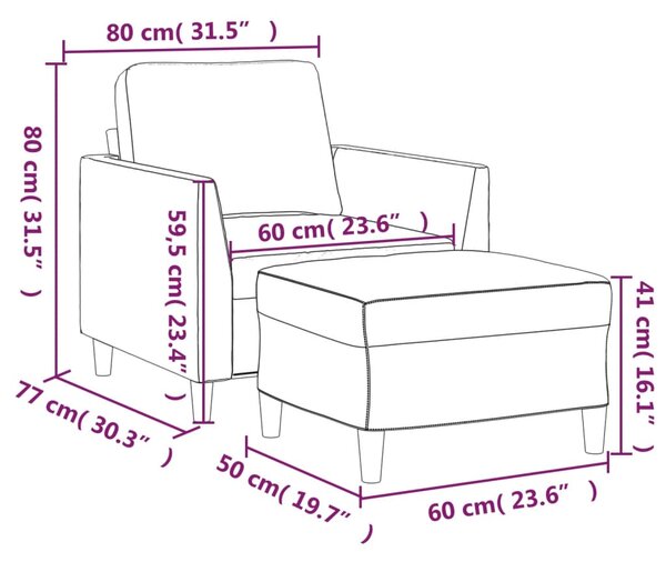 Křeslo s podnožkou vínové 60 cm umělá kůže 3201120