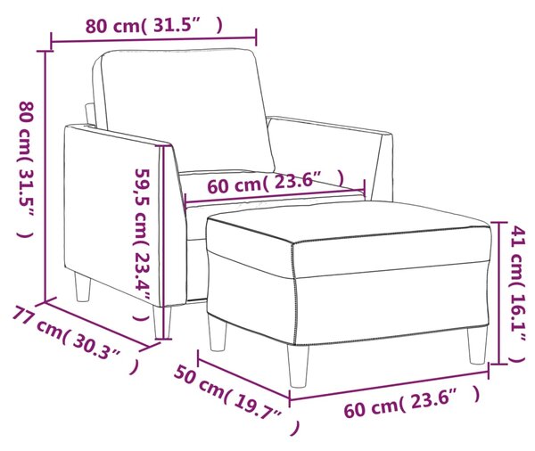 Křeslo s podnožkou cappuccino 60 cm umělá kůže 3201121