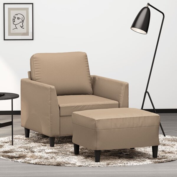 Křeslo s podnožkou cappuccino 60 cm umělá kůže 3201121