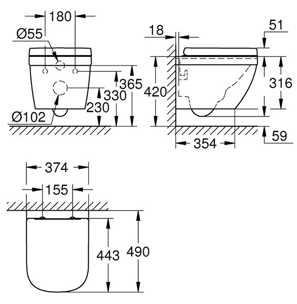 GROHE Euro Ceramic - Závěsné WC, alpská bílá 39693000