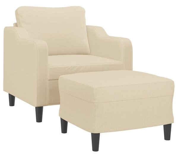 Křeslo s podnožkou krémové 60 cm textil 3201129