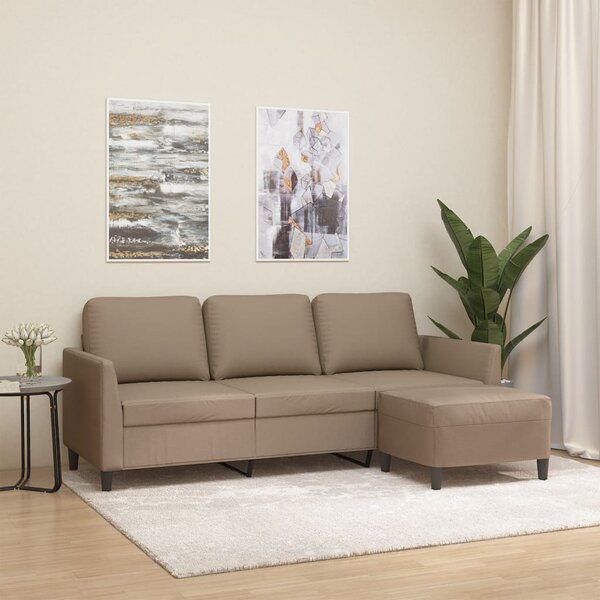 3místná pohovka s podnožkou cappuccino 180 cm umělá kůže 3201126