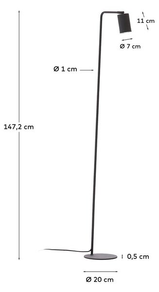 Černá stojací lampa (výška 147 cm) Manie – Kave Home
