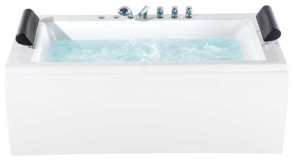 Rohová vířivá vana s LED osvětlením MONTEGO 172 x 83 cm Bílá