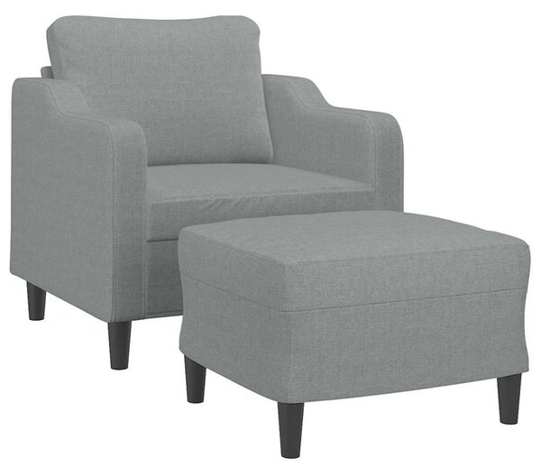 Křeslo s podnožkou světle šedé 60 cm textil 3201127