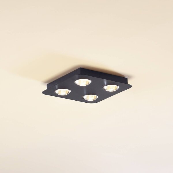 Lindby Stropní světlo Jyla, matná černá, 25 x cm, 4 svítidla., stmívatelný, Černá, Chodba, kov, Moderní