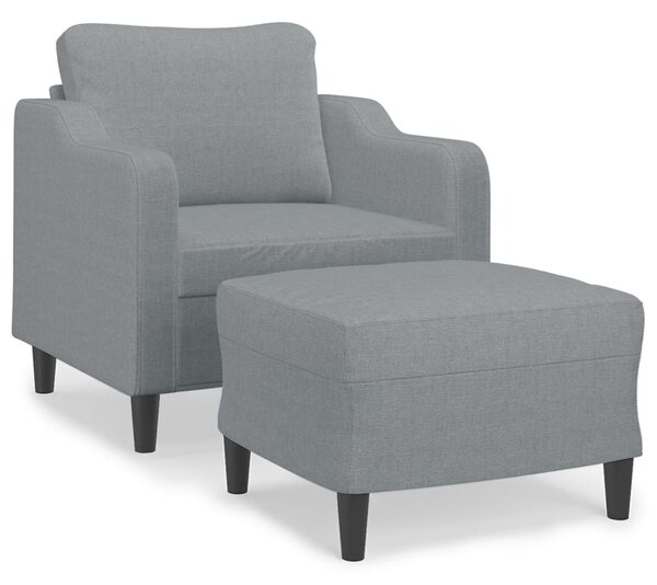 Křeslo s podnožkou světle šedé 60 cm textil 3201127