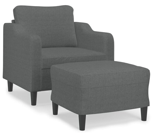 Křeslo s podnožkou tmavě šedé 60 cm textil 3201128