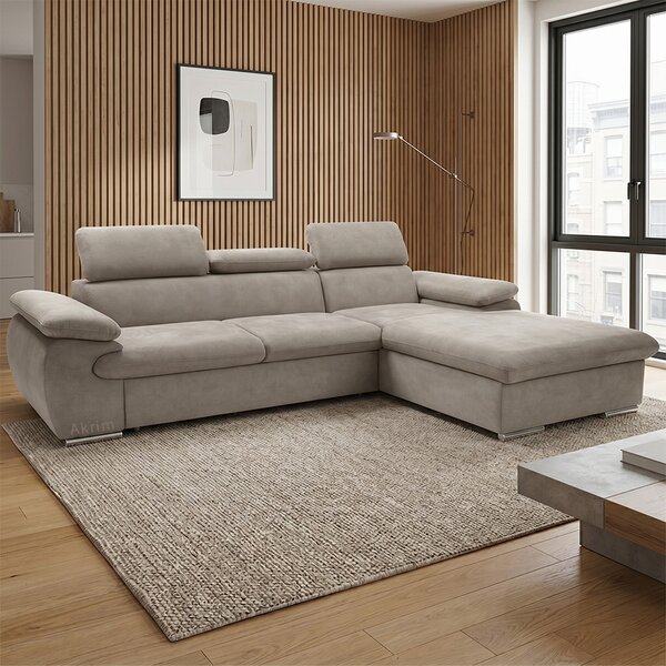 Sedací souprava COOL | 281x191 cm | rozkládací + úložný prostor | PRAVÁ | lounge 03 šedobéžová