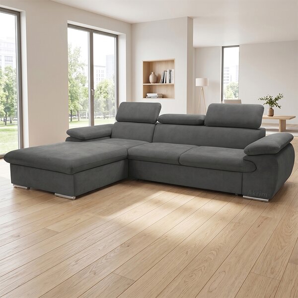 Sedací souprava COOL | 191x281 cm | rozkládací + úložný prostor | LEVÁ | lounge 21 tmavě šedá