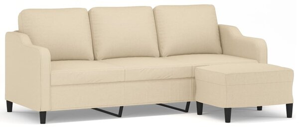 3místná pohovka s podnožkou krémová 180 cm textil 3201137