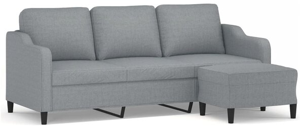 3místná pohovka s podnožkou světle šedá 180 cm textil 3201135