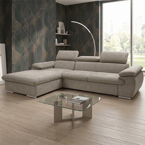 Sedací souprava COOL | 191x281 cm | rozkládací + úložný prostor | LEVÁ | lounge 03 šedobéžová