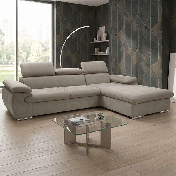 Sedací souprava COOL | 281x191 cm | rozkládací + úložný prostor | PRAVÁ | lounge 03 šedobéžová