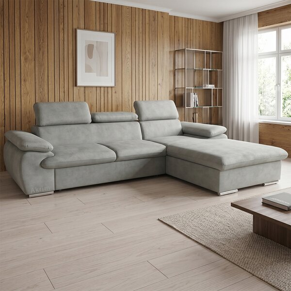 Sedací souprava COOL | 281x191 cm | rozkládací + úložný prostor | PRAVÁ | lounge 18 světle šedá