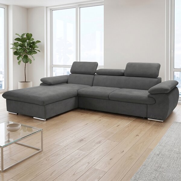 Sedací souprava COOL | 191x281 cm | rozkládací + úložný prostor | LEVÁ | lounge 21 tmavě šedá